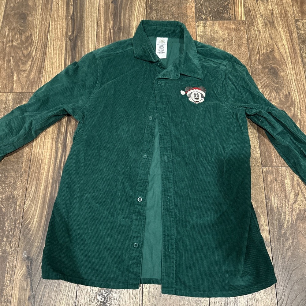 Disney Parks Green Corduroy‎ Mickey Mouse Christmas Jacket Small
